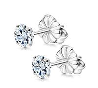 Limerencia Moissanite Titanium Stud Earrings, D Color VVS1 Clarity Lab Created Moissanite Earrings, F136 Implant Grade Hypoallergenic (5MM-1ct.tw(0.5ct*2) White Gold)