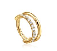 limerencia Nose Earring Hoop - 16G Titanium Cubic Zirconia Nose Ring for Women Men, Hinged Segment Septum Lip Rings Cartilage Conch Rook Helix Tragus Daith Earrings, Piercing Jewelry Gold Tone 8mm