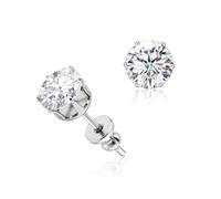 limerencia Pure Titanium Stud Earrings F136 Implant Grade Hypoallergenic Earrings Birthstone Stud Earrings Jewelry Gifts for Women(White+Silver)