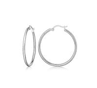 Limerencia Silver Hoops Earrings for Women G23 Pure Titanium Hypoallergenic Hoop Earrings Large Hoop Earrings for Sensitive Ears(30mm)