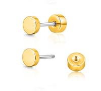 limerencia Titanium Dot Flat Back Earrings for Women Men, G23 Hypoallergenic Implant Grade Screw on Back Stud Earrings for Sensitive Ear, 4MM, Titanium, No Gemstone