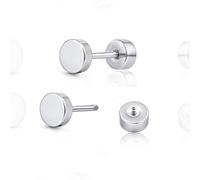 limerencia Titanium Dot Flat Back Earrings for Women Men, G23 Hypoallergenic Implant Grade Screw on Back Stud Earrings for Sensitive Ear, 5MM, Titanium, No Gemstone