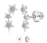 Limerencia Titanium Flat Back Screw Back Stud Earrings for Women Men | Hypoallergenic F136 Implant Grade Titanium Earrings for Sensitive Ears, Double Side Cubic Zirconia Sleeper Studs Jewelry