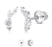Limerencia Titanium Flat Back Screw Back Stud Earrings for Women Men | Hypoallergenic F136 Implant Grade Titanium Earrings for Sensitive Ears, Double Side Cubic Zirconia Sleeper Studs Jewelry