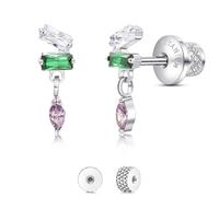 Limerencia Titanium Flat Back Screw Back Stud Earrings for Women Men | Hypoallergenic F136 Implant Grade Titanium Earrings for Sensitive Ears, Double Side Cubic Zirconia Sleeper Studs Jewelry
