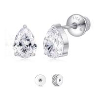 Limerencia Titanium Flat Back Screw Back Stud Earrings for Women Men | Hypoallergenic F136 Implant Grade Titanium Earrings for Sensitive Ears, Double Side Cubic Zirconia Sleeper Studs Jewelry