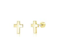 Limerencia Titanium Stud Earrings - Hypoallergenic Earrings for Women Men Sensitive Ears - Minimalist Jewelry Flatback Cross Bolt Cartilage Earrings,Gold Tone