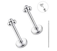 limerencia Titanium Threadless Flat Back Earrings Stud, 20G Press Fit Titanium Push Pop in Cartilage Tragus Labret Lip Medusa Conch Body Piercing Jewelry Hypoallergenic for Women Men, Titanium, no