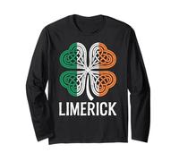 Limerick St Patricks Day Celtic Knot Shamrock Distressed Long Sleeve T-Shirt