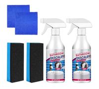 Limescale Remover Spray, 2Pcs Bubble Cleaner Foam Spray for Bathroom and Kitchen, Shower Head Cleaner with 2 Sponges and 2 Cloths, 60ml Each