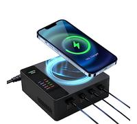 LIMETA MD200X 200W USB C Charger, 5-in-1 Fast USB Charging Station with LCD Display, 3 C Port（Max140W）+1 A Port + 1 Wireless Charger,Compatible with MacBook Pro 16, Dell XPS, iPhone 16 Pro, Galaxy S24