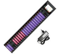 LIMETA R24 24 Slots Fast Smart Battery Charger, for AA AAA，with Li-lon,LiHv,NiMH,NiCd,NiZn Rechargeable Batteries,with Discharge Analysis Function& LCD Display for Commercial/Office/Industrial
