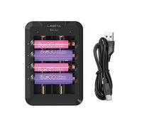 LIMETA R4AIR Universal Smart Battery Charger Fast 18650 Battery Charger USB C QC3.0 Output for Rechargeable Household AA AAA Lithium APP Bluetooth Connection and OTA Upgrade