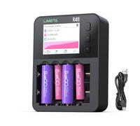 Limeta R4evo 6-Bay Independent Smart Charger, USB Fast Charging for 1.2/1.5/3.7V NiMH Li-ion NiCd AA AAA 18650 21700 Rechargeable Batteries, Discharge & Analysis Function with LCD