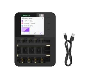 LIMETA R4EVO Smart Battery Charger for AA AAA 18650 21700 Rechargeable Batteries, USB-C Fast Battery Charger, Analyser, Capacity Tester with LCD Display