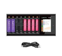 LIMETA R8 8-Slot Universal Battery Charger with Speedy Smart Fast Charging, LCD Display, Type-C QC3.0 Output,Designed for AA, AAA, Li-ion, LiHv, Ni-MH, Ni-Cd, LiFePO4 Rechargeable Batteries