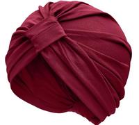 LIMHOO Pre-Tied Chemo Turban for Women Ultra Soft Mudale Cotton Beanie Headwrap Sleep Cap (Wine Red)