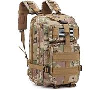 LIMHOO Tactical Backpack for Men - Small Army Backpack Military Rucksack 30L EDC Molle Bag no USA Flag Patch (CP Camo)