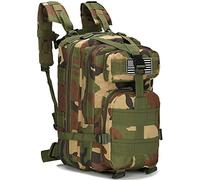 LIMHOO Tactical Backpack for Men - Small Army Backpack Military Rucksack 30L EDC Molle Bag no USA Flag Patch (Jungle Camo)