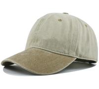 LIMHOO Two-Tone Patchwork Baseball Cap Soft Breathable Dad Hat Adjustable Sun Hat (Khaki)