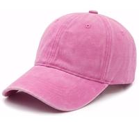 LIMHOO Unisex Washed Cotton Baseball Cap Vintage Solid Color Dad Hat Pink