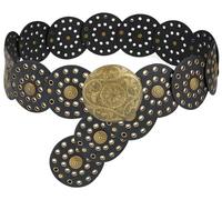 LIMHOO Wide Disc Belt for Women Leather Hollow Out Round Belt Boho Western Waist Belt (A Black-M)