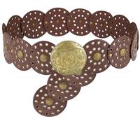LIMHOO Wide Disc Belt for Women Leather Hollow Out Round Belt Boho Western Waist Belt (A Brown-S)