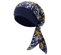 LIMHOO Women’s Chemo Turban Hat Satin Head Scarf Elastic Wide-Band Headwrap Beanie Cap for Hair Loss Cancer (Dark Blue)
