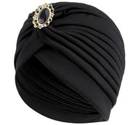 LIMHOO Women's Boho Headwrap Turban Ethnic Retro Chemo Hair Loss Hat Stretchy Beanie Cap (Diamond Black)