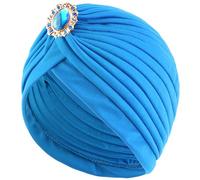 LIMHOO Women's Boho Headwrap Turban Ethnic Retro Chemo Hair Loss Hat Stretchy Beanie Cap (Diamond Blue)