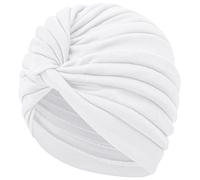 LIMHOO Women's Boho Headwrap Turban Ethnic Retro Chemo Hair Loss Hat Stretchy Beanie Cap (White)