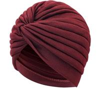 LIMHOO Women's Boho Headwrap Turban Ethnic Retro Chemo Hair Loss Hat Stretchy Beanie Cap (Wine Red)