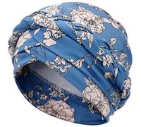 LIMHOO Women's Pre-Tied Twisted Braid Turban Hat Boho Head Wrap Beanie Cap for Chemo Hair Loss Casual Headwear (Blue)
