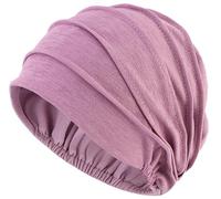 LIMHOO Women's Soft Chemo Beanie Hat Breathable Cotton Slouchy Turban Headwear for Cancer Patients Hair Loss Chemotherapy (Purple)