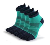 limide Men's Cotton Toe Socks Five Finger Socks Compression Crew No Show Athletic Socks for Running 4 Pairs(Size 7-11), Green, 7-11