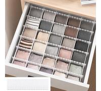 Limiebllu 12 Pcs Drawer Dividers Adjustable,Drawer Organiser - White | Drawer Organizer Cut Freely,Draw Dividers for Makeup Sock Underwear Kitchen Dressing Storage Organiser, 32 cmx7 cm