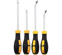 Limiebllu 4Pcs Upholstery Staple Remover Tack Lifter Set,V Tip Puller Tools | 4"& 6"Straight & Bent V Tip,Rubber Non-slip Handles,Nail Staple Tack Rivet Remover for Upholstery,Home,Furniture,DIY Projects