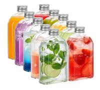 LIMILI 250ml Glass Flask Bottles with Screw Tops - 10 Pack, Wide Neck, Airtight & Leak-Proof, Reusable Glass Bottles for Home Brewing, Homemade Gin, Liqueurs, Syrups, Wine, Cider, Soda