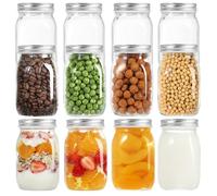 LIMILI Classic 500ml/16oz Multipurpose Glass Mason Jars with Lids (12PCS - SILVER)