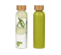 LIMILI Glass Bottles With Bamboo Lids, 2Pcs 500ML Water Bottles, Leak Proof Reusable Drinking Bottles for Hot Cold Drinks, Work, Gym, Home (500ml - 2pcs)