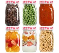 LIMILI Glass Jars with Lids, 6 Pack 500ml/ 16 oz Multipurpose Jars for Overnight Oats, Pickling, Canning, Meal Prep and Food Storage