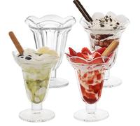 LIMILI Milkshake Glasses, Ice Cream Cups, Lead Free Footed Glass Sundae Dishes,Dessert Milk Shake Cups, Soda Fountain Glasses (200ml - 4pcs)