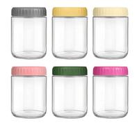 LIMILI Overnight Oats Jar, 6 pack 16oz Glass Jar with Screw Lid Leakproof Overnight Oats Container, Small Glass Jars with Lids for Yogurt, Salad, Breakfast, Dessert
