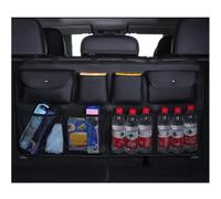 LIMIMIKAIXIN Car Boot Organiser for Land Rover Defender Discovery Sport, PU leather Hanging Storage Boot Bags Organiser Adjustable Foldable Accessories,A/Black