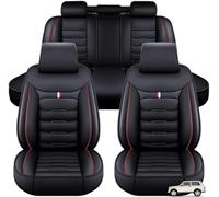 LIMINFACAI Full Set Car Seat Covers for Audi A6 C7 Avant 2011 2012 2013 2014 2015 2016 2017 2018,Waterproof Scratch Resistant Protect Front and Rear Pu Leather Seat Covers Protectors,A/Black-Red