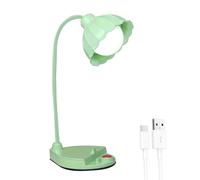 LIMIOFAQ Flower Desk Lamp, 3 Color Rechargeable Dimmable Table Lamp, Cordless Table Light, Children's Desk Touch Bedside Lamps Desk Light Reading Studying Bedroom,Green