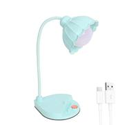 LIMIOFAQ Flower Desk Lamp, 3 Color Rechargeable Dimmable Table Lamp, Cordless Table Light, Children's Desk Touch Bedside Lamps Desk Light Reading Studying Bedroom,Blue