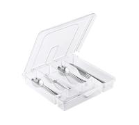 LIMIOFAQ Silverware Organizer with Lid, Covered Utensil Tray for Kitchen Drawer and Countertop, Plastic Cutlery and Flatware Storage Box for Spoons Forks Knives Holder Case, 5 Compartments,Clear