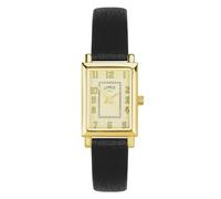 Limit Ladies 20mm Rectangular Gold-Plated Watch Black PU Strap Matte Dial Mineral Glass