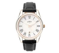 Limit Men’s Classic Dress Watch 40mm Rose Gold Case White Dial with Black Roman Numerals & Date Window Black Crocodile-Textured PU Strap